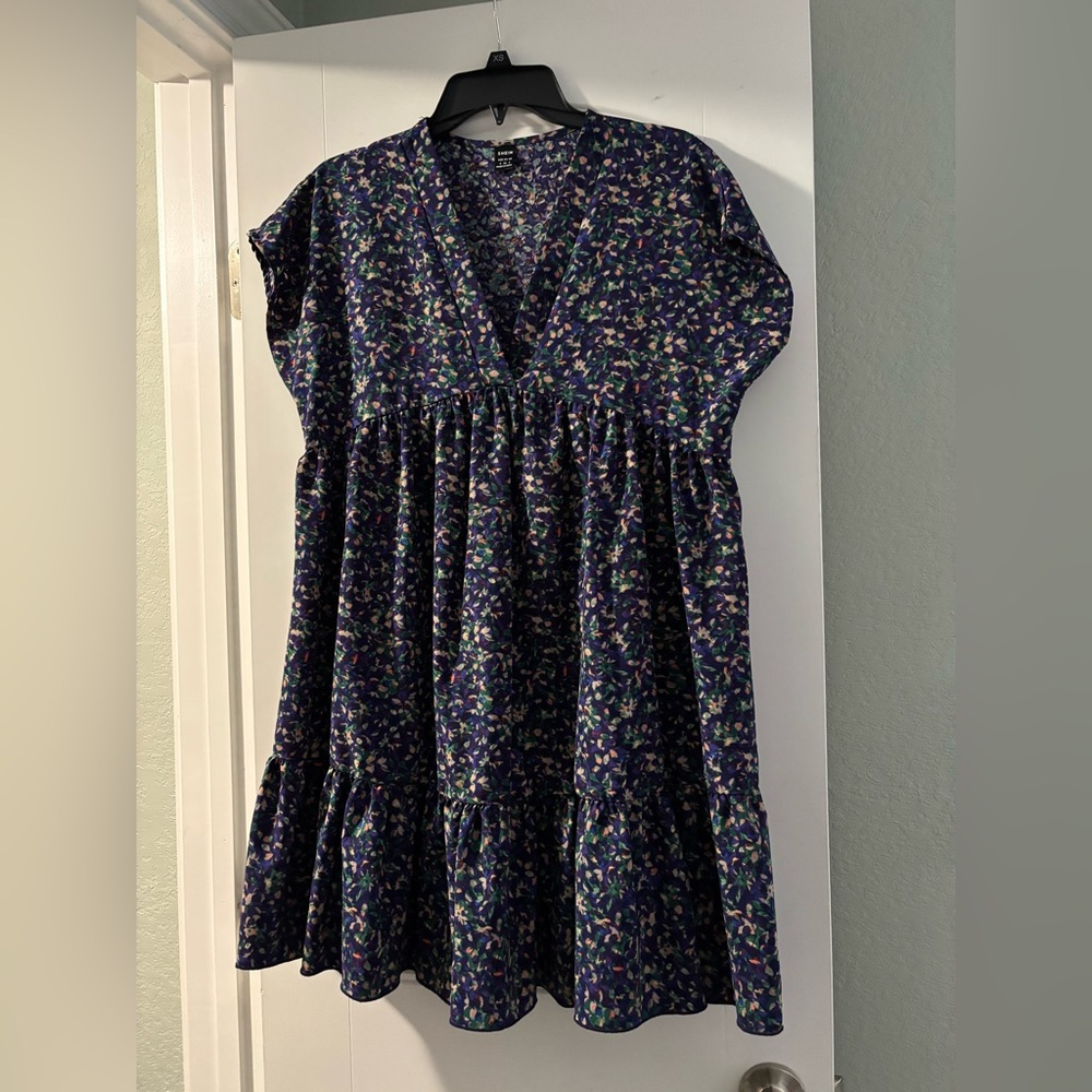 SHEIN Floral Mini Dress - Navy and Multicolor